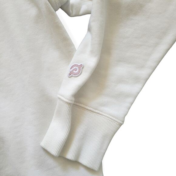 Peloton Cream Embroidered Crew Neck French Terry Pullover Sweatshirt Women Sz L - Picture 3 of 10